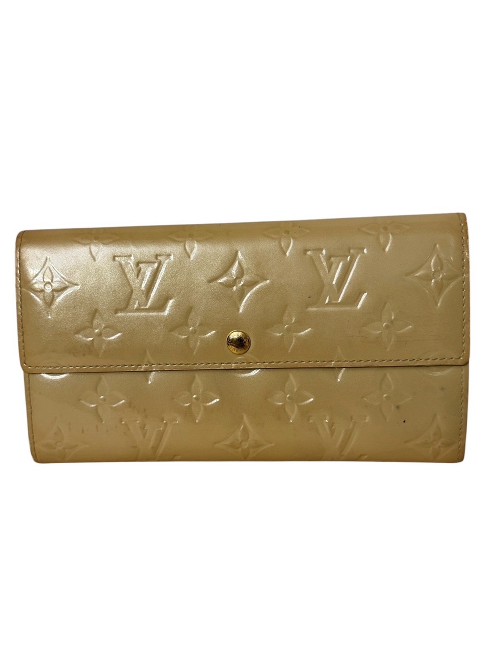 Louis Vuitton Authentic Beige Vernis Monogram Patent Wallet